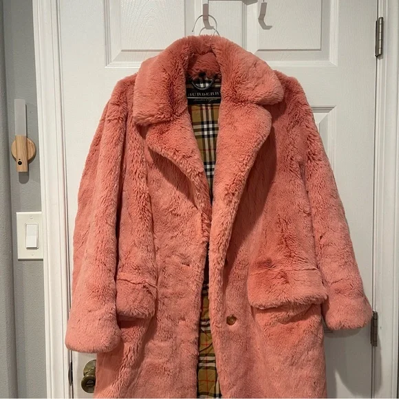 Burberry Pink Teddy Faux Fur Coat - Picture 6 of 14